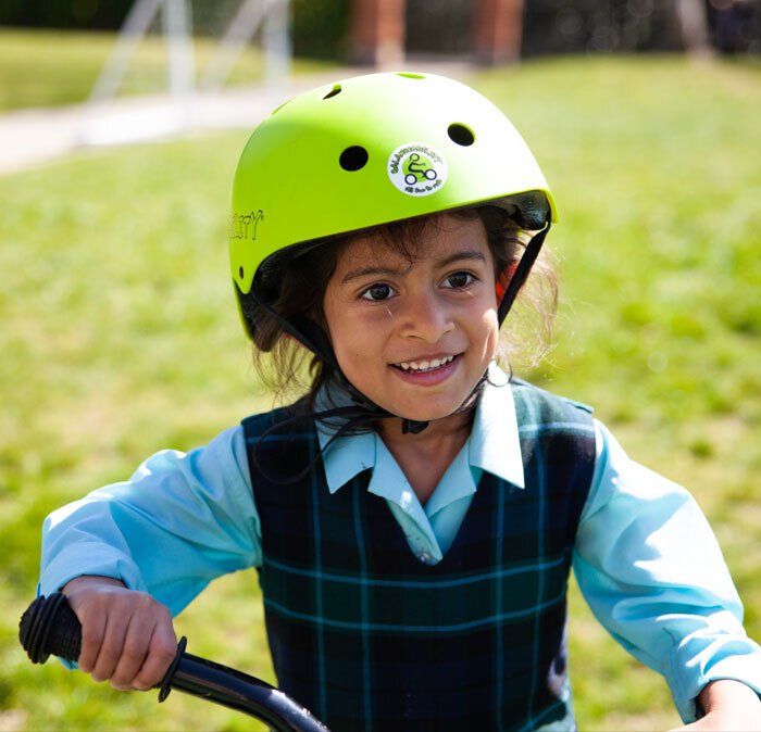 St Margarets School Pupil learning to ride bike with Balanceability